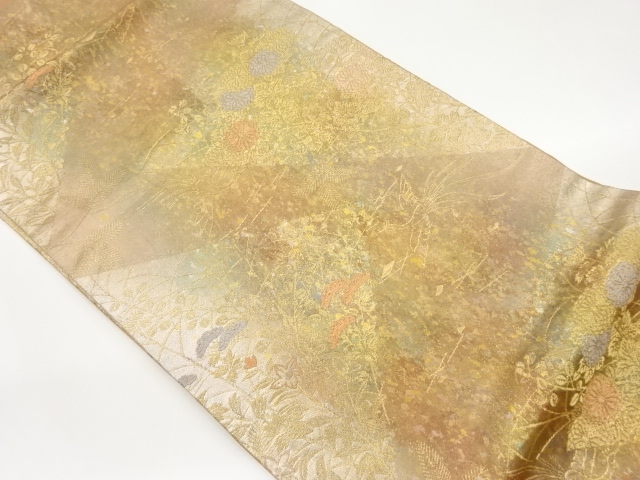 金彩秋草・松に鳳凰模様織出し名古屋帯